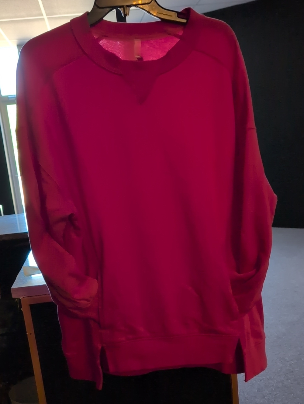 Free People Oversized Crewneck Sweatshirt in Fuchsia
